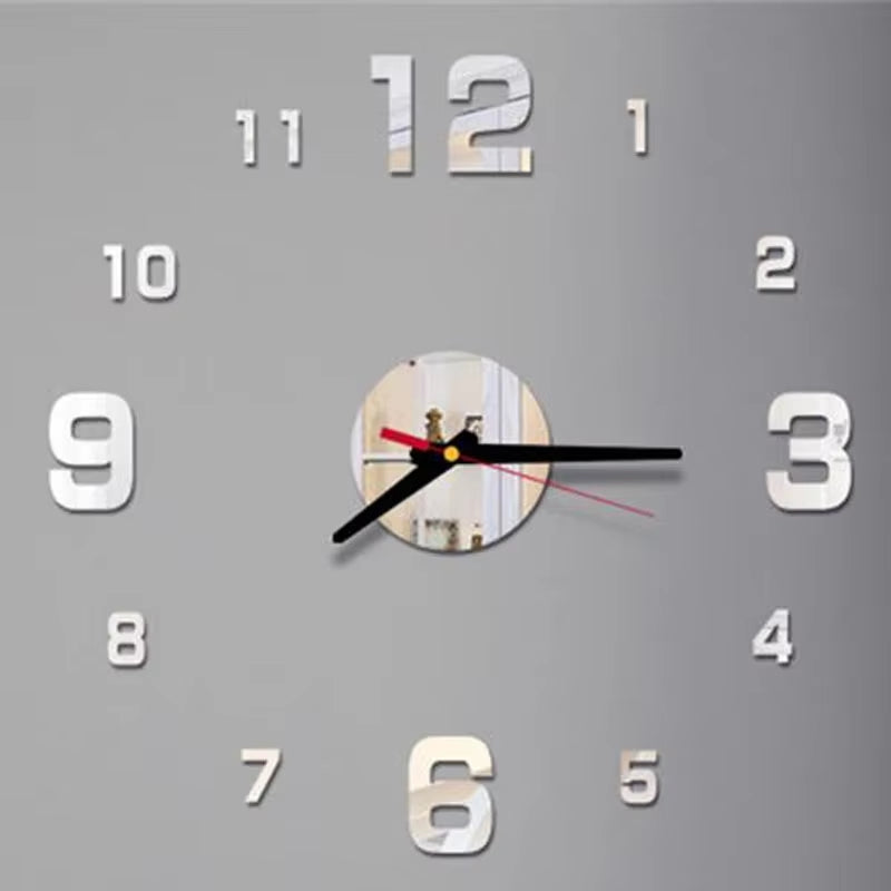 Reloj de pared 3D con espejo, pegatinas de pared, reloj de cuarzo para sala de estar, decoración del hogar, pegatinas de pared