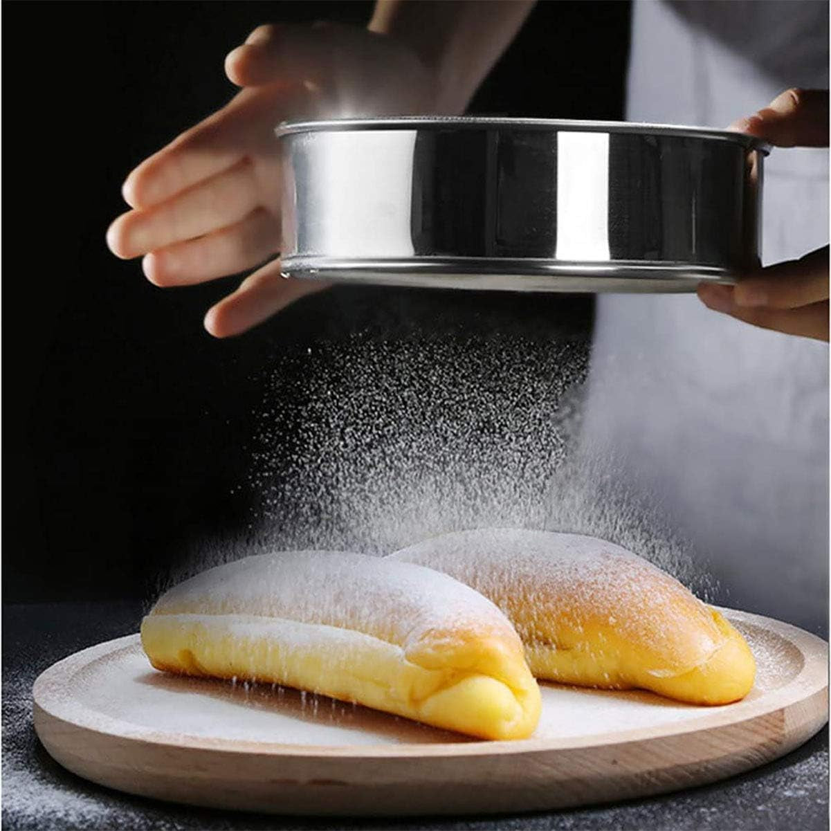 Flour Sifter, Fine Mesh Sifter, Flour Sieve Stainless Steel round Sifters for Baking Straining Powdering 40 Mesh 20Cm 7.87"