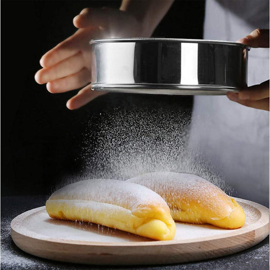 Flour Sifter, Fine Mesh Sifter, Flour Sieve Stainless Steel round Sifters for Baking Straining Powdering 40 Mesh 20Cm 7.87"