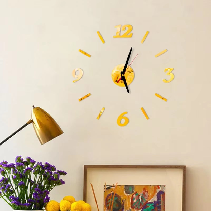 Reloj de pared 3D con espejo, pegatinas de pared, reloj de cuarzo para sala de estar, decoración del hogar, pegatinas de pared