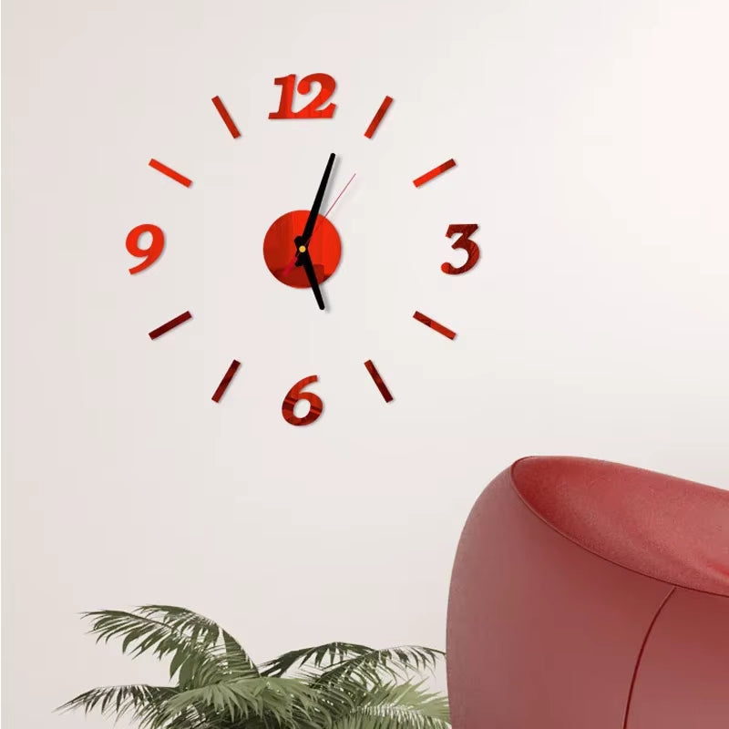 Reloj de pared 3D con espejo, pegatinas de pared, reloj de cuarzo para sala de estar, decoración del hogar, pegatinas de pared