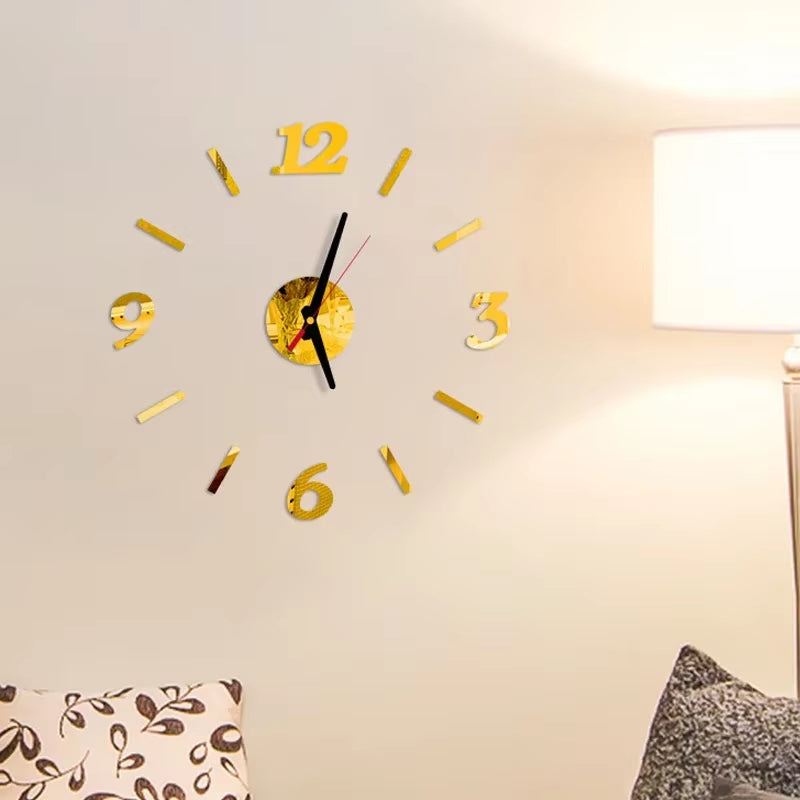 Reloj de pared 3D con espejo, pegatinas de pared, reloj de cuarzo para sala de estar, decoración del hogar, pegatinas de pared
