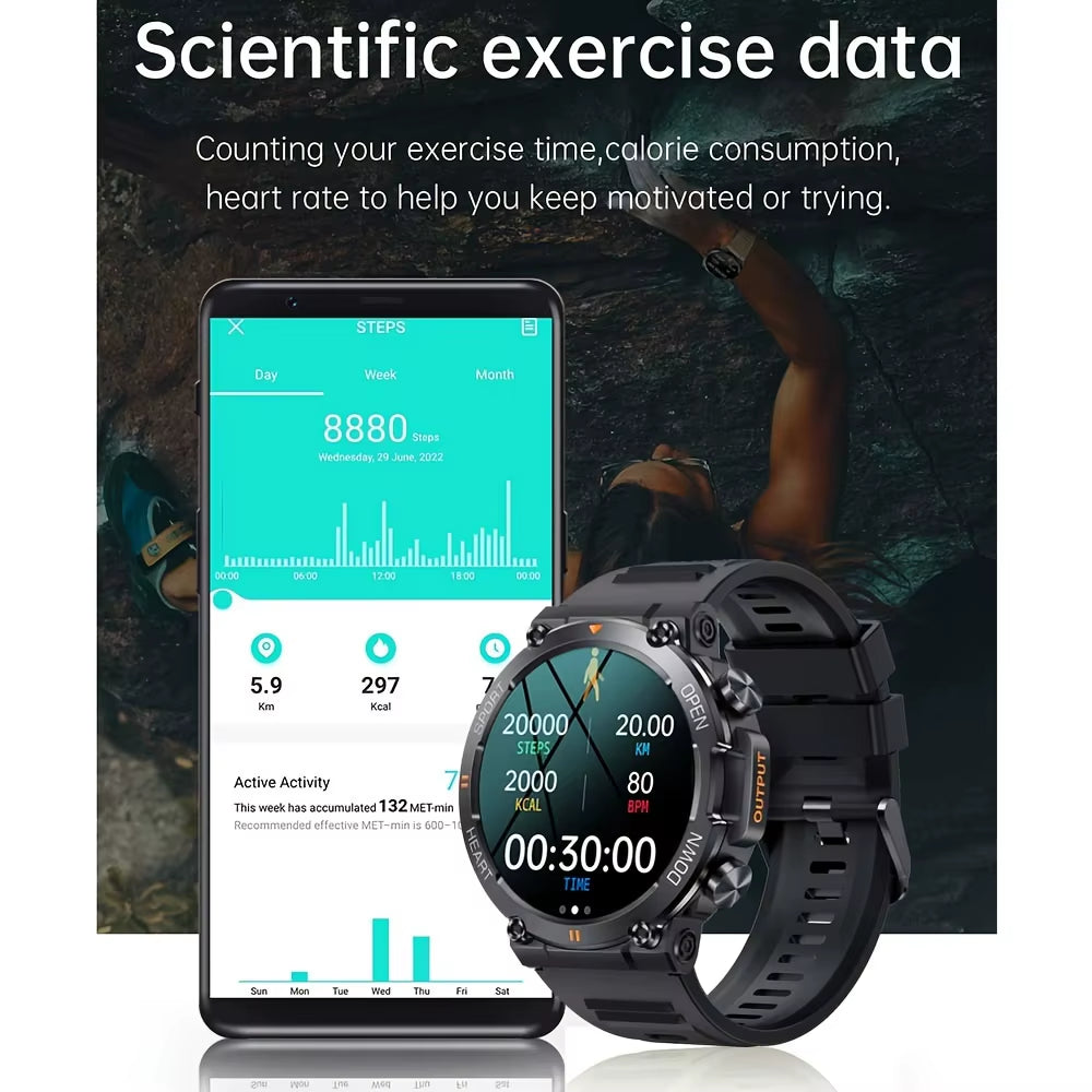 Reloj inteligente K56Pro para hombre, con control del ritmo cardíaco y de la presión arterial, Bluetooth, deportivo, 400 mAh, modo de espera prolongada, pantalla HD de 1,39 pulgadas y 360° para exteriores.
