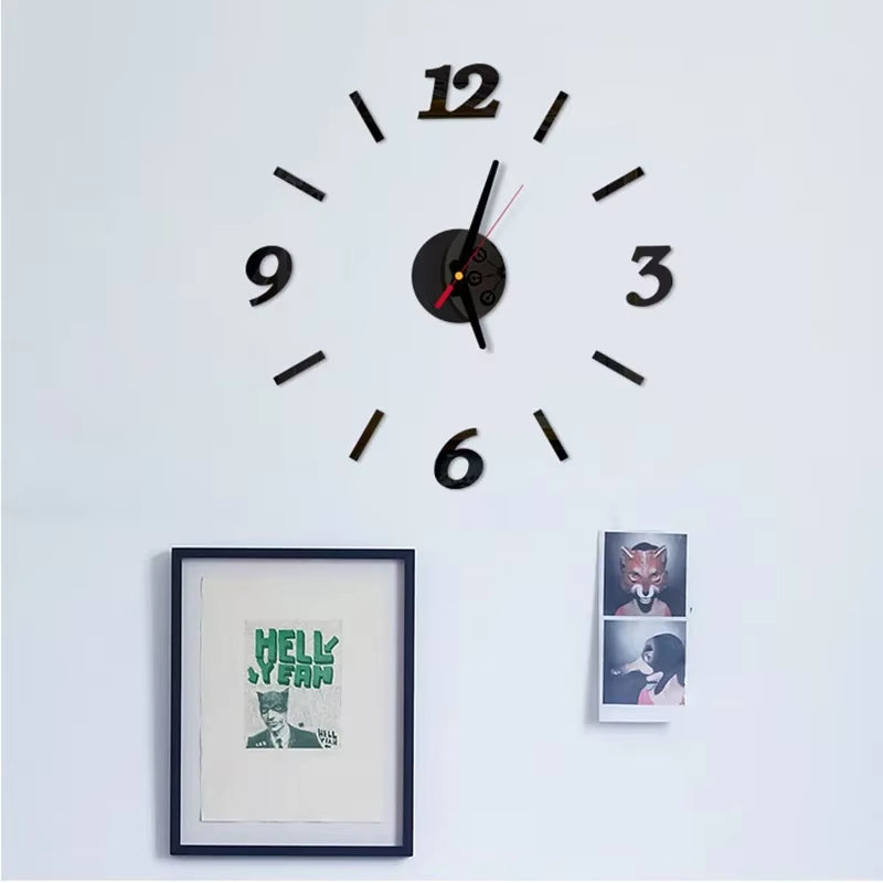Reloj de pared 3D con espejo, pegatinas de pared, reloj de cuarzo para sala de estar, decoración del hogar, pegatinas de pared