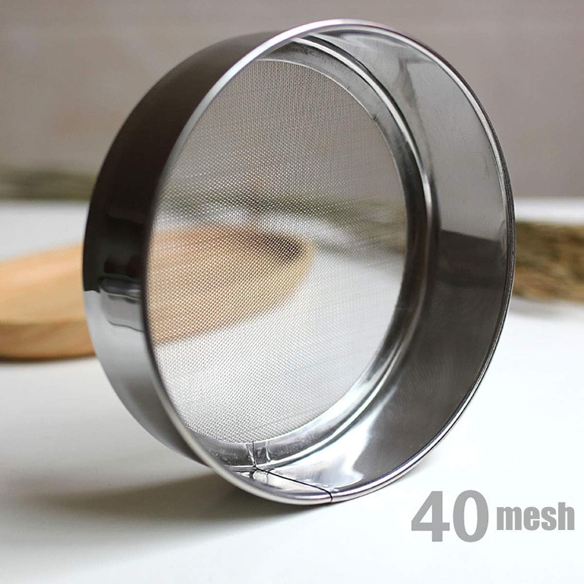 Flour Sifter, Fine Mesh Sifter, Flour Sieve Stainless Steel round Sifters for Baking Straining Powdering 40 Mesh 20Cm 7.87"