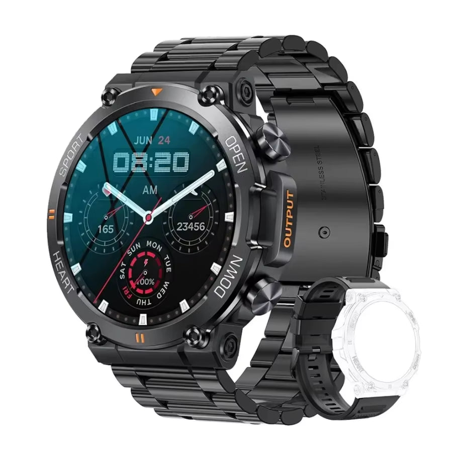 Reloj inteligente K56Pro para hombre, con control del ritmo cardíaco y de la presión arterial, Bluetooth, deportivo, 400 mAh, modo de espera prolongada, pantalla HD de 1,39 pulgadas y 360° para exteriores.