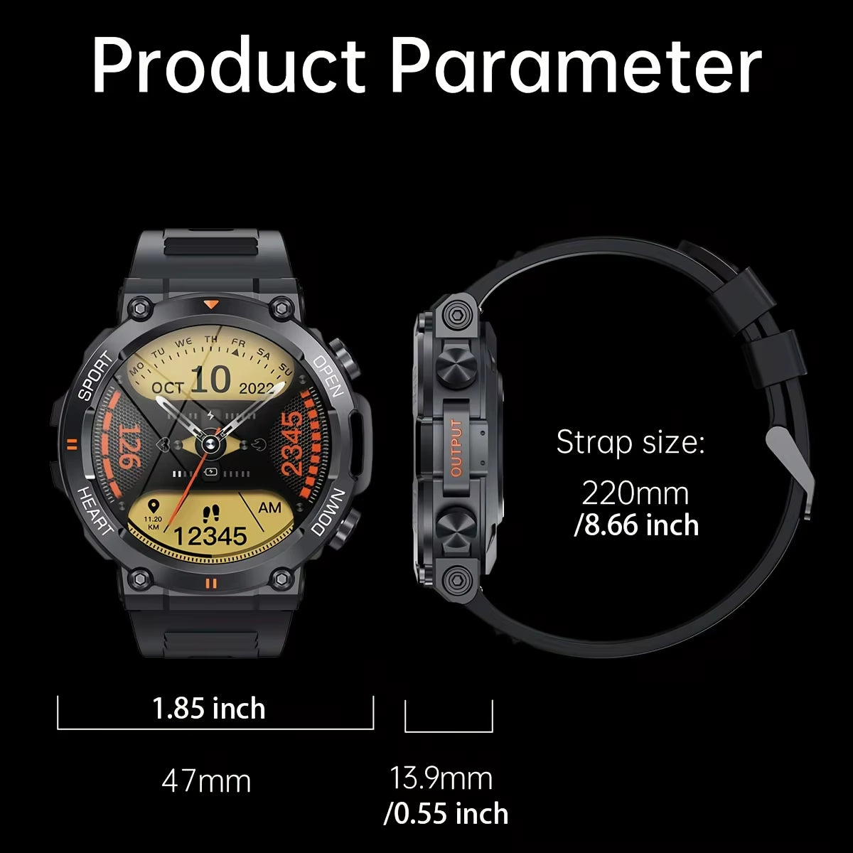 Reloj inteligente K56Pro para hombre, con control del ritmo cardíaco y de la presión arterial, Bluetooth, deportivo, 400 mAh, modo de espera prolongada, pantalla HD de 1,39 pulgadas y 360° para exteriores.