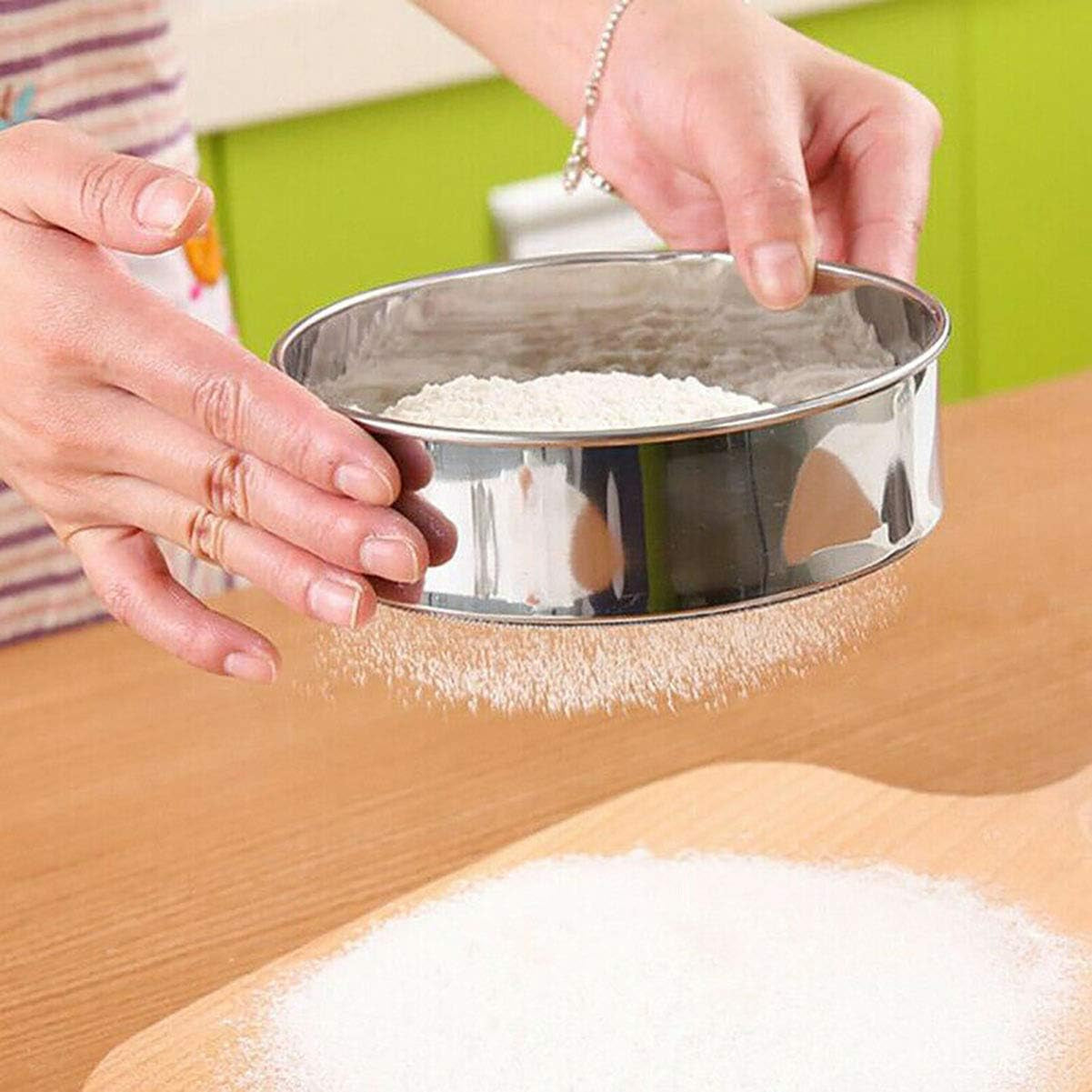 Flour Sifter, Fine Mesh Sifter, Flour Sieve Stainless Steel round Sifters for Baking Straining Powdering 40 Mesh 20Cm 7.87"