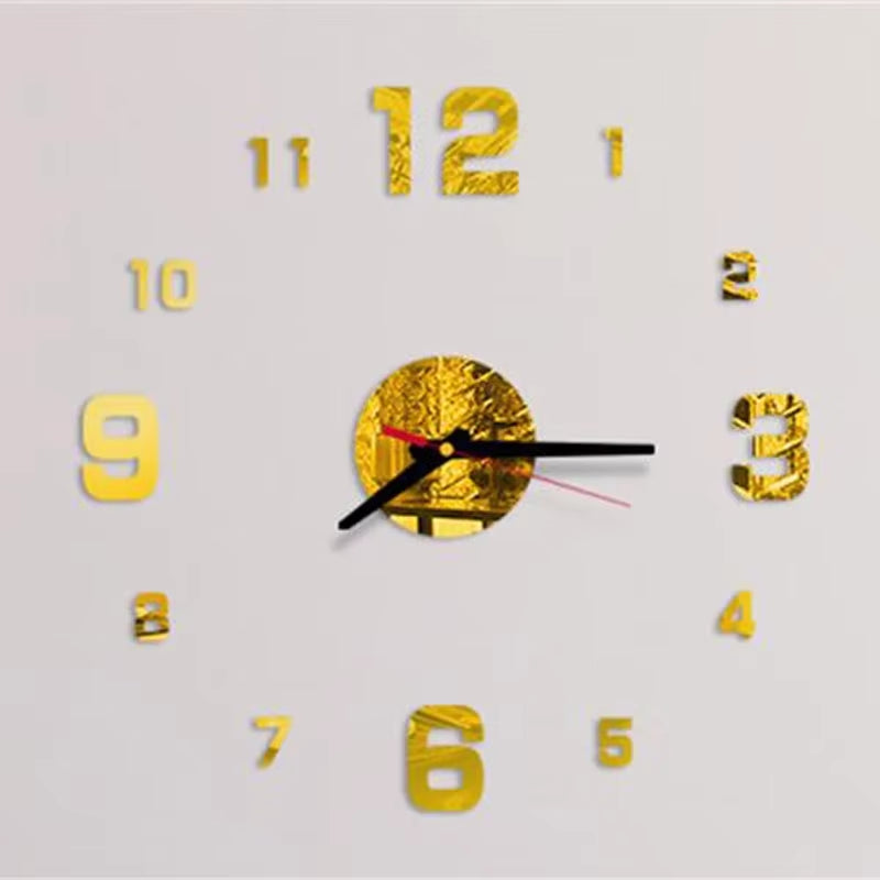 Reloj de pared 3D con espejo, pegatinas de pared, reloj de cuarzo para sala de estar, decoración del hogar, pegatinas de pared
