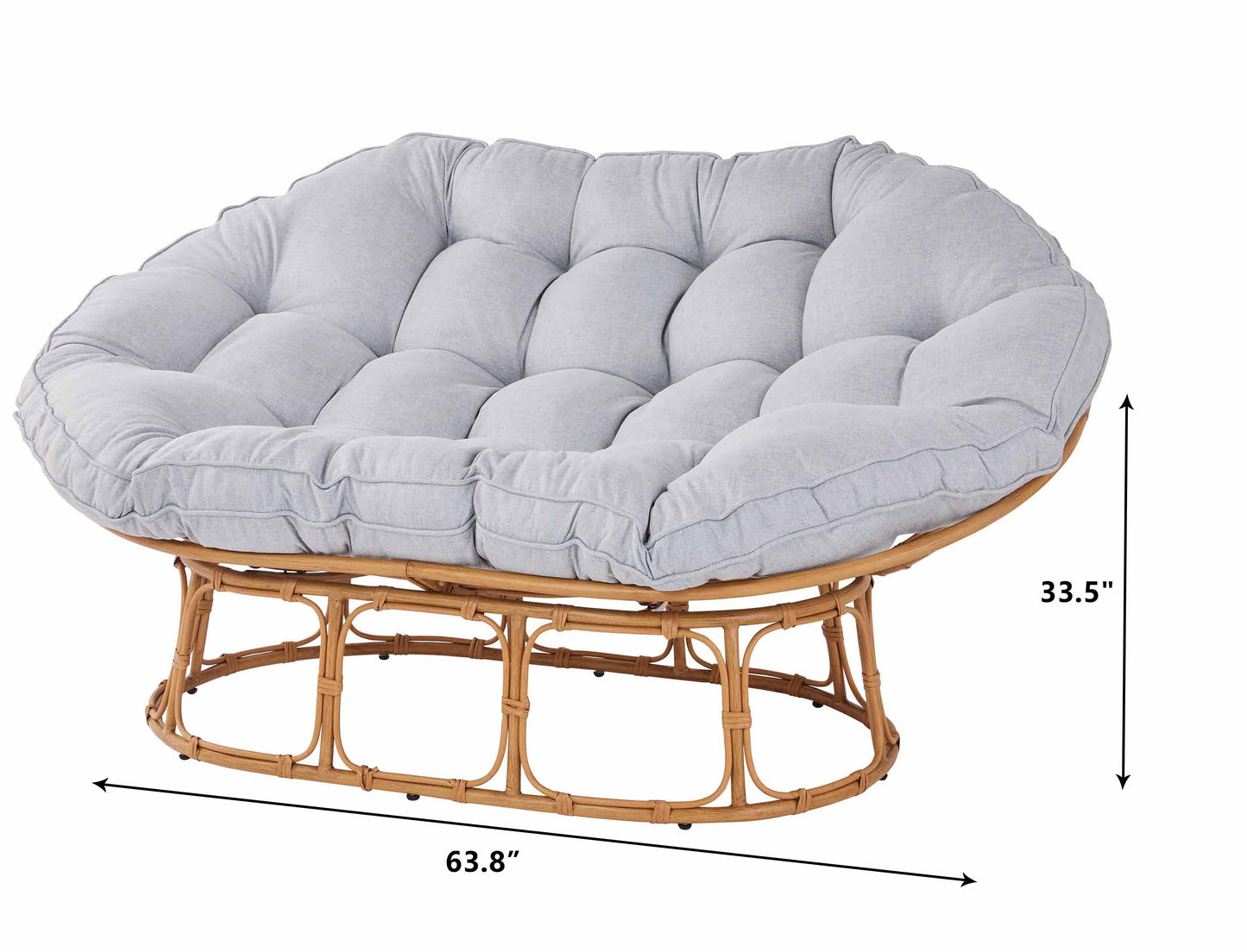 Silla doble decorativa, lino gris