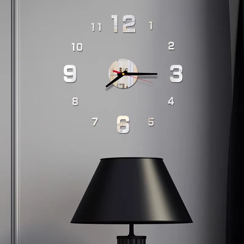 Reloj de pared 3D con espejo, pegatinas de pared, reloj de cuarzo para sala de estar, decoración del hogar, pegatinas de pared