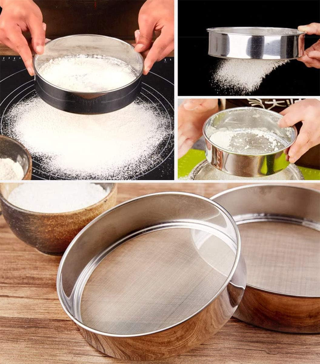 Flour Sifter, Fine Mesh Sifter, Flour Sieve Stainless Steel round Sifters for Baking Straining Powdering 40 Mesh 20Cm 7.87"